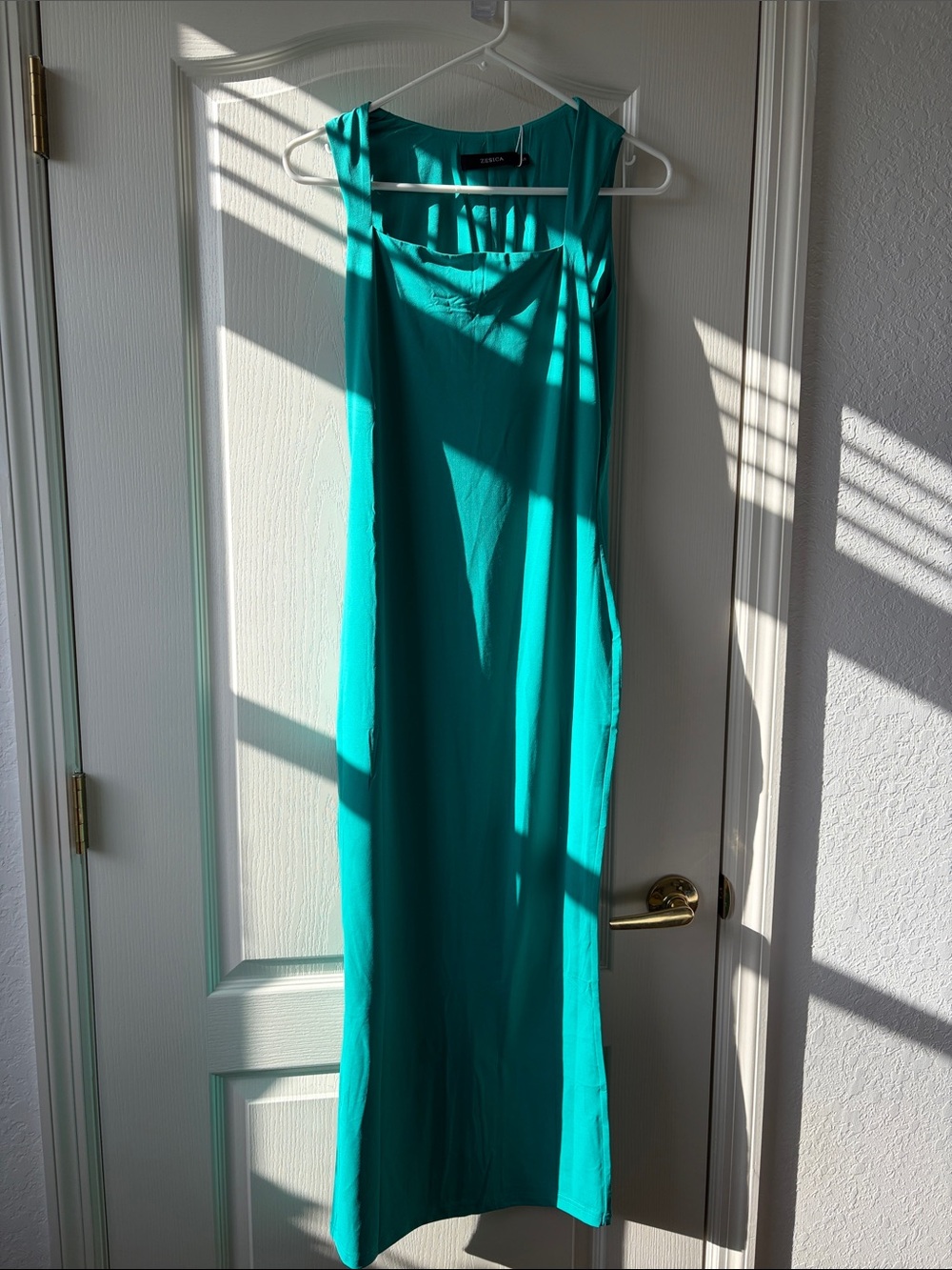 Zesica Teal Sleeveless Maxi Jumpsuit Size small